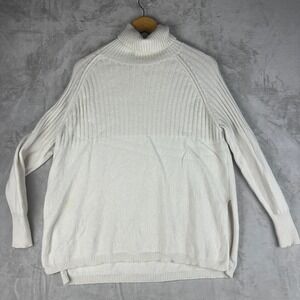 Zaket & Plover Cream Ribbed Turtleneck Sweater Knit Long Sleeve Merino Wool XS